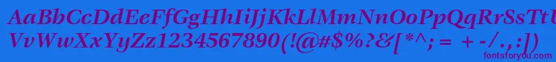 VeljovicstdBolditalic-Schriftart – Violette Schriften auf blauem Hintergrund