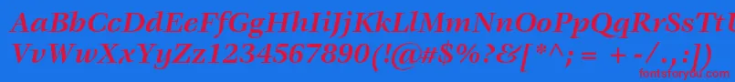 VeljovicstdBolditalic Font – Red Fonts on Blue Background