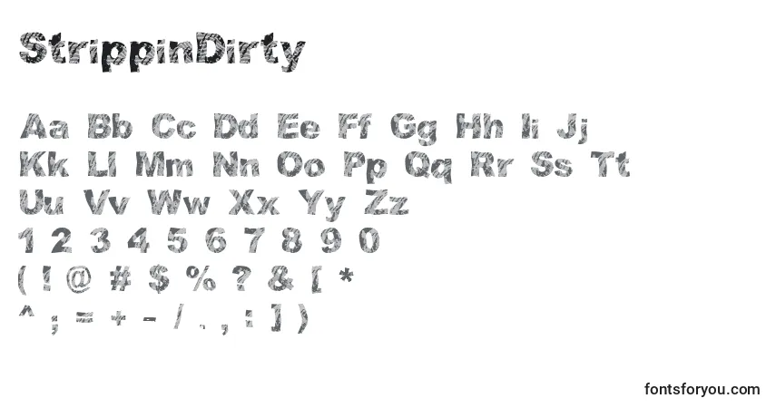 StrippinDirty-fontti – aakkoset, numerot, erikoismerkit