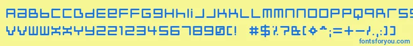 フォントNeustyl – 青い文字が黄色の背景にあります。