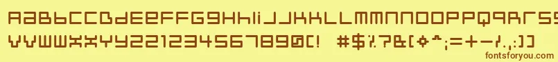 フォントNeustyl – 茶色の文字が黄色の背景にあります。