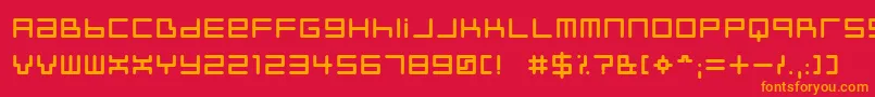 フォントNeustyl – 赤い背景にオレンジの文字