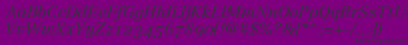 LinotypeCentennial46LightItalicOldstyleFigures Font – Black Fonts on Purple Background