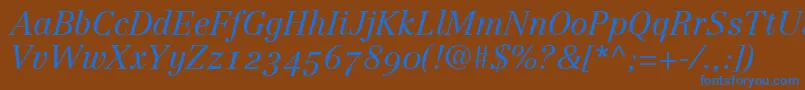 LinotypeCentennial46LightItalicOldstyleFigures Font – Blue Fonts on Brown Background