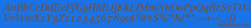 LinotypeCentennial46LightItalicOldstyleFigures Font – Brown Fonts on Blue Background