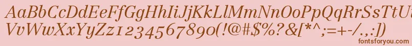 LinotypeCentennial46LightItalicOldstyleFigures Font – Brown Fonts on Pink Background