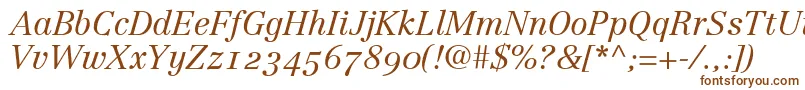 LinotypeCentennial46LightItalicOldstyleFigures Font – Brown Fonts on White Background