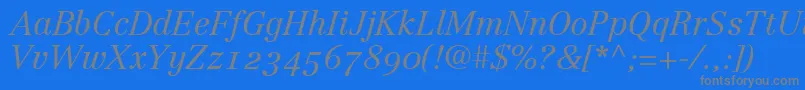 LinotypeCentennial46LightItalicOldstyleFigures Font – Gray Fonts on Blue Background