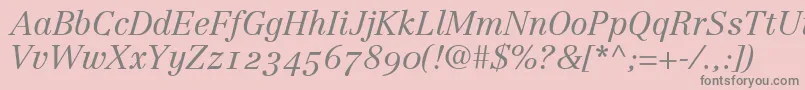 LinotypeCentennial46LightItalicOldstyleFigures Font – Gray Fonts on Pink Background