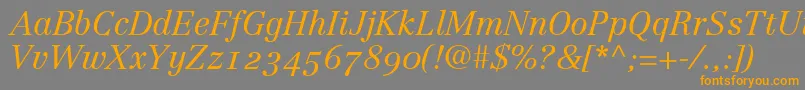 LinotypeCentennial46LightItalicOldstyleFigures Font – Orange Fonts on Gray Background