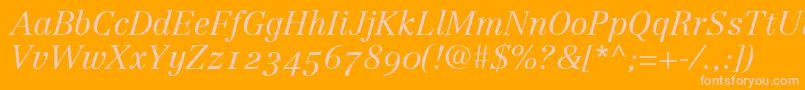 LinotypeCentennial46LightItalicOldstyleFigures Font – Pink Fonts on Orange Background