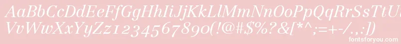 LinotypeCentennial46LightItalicOldstyleFigures Font – White Fonts on Pink Background