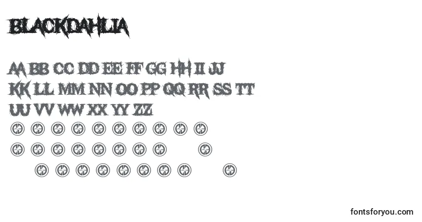 Schriftart Blackdahlia – Alphabet, Zahlen, spezielle Symbole