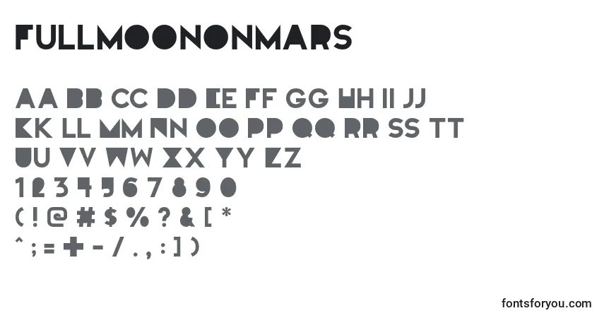 Schriftart Fullmoononmars – Alphabet, Zahlen, spezielle Symbole