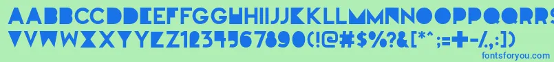 フォントFullmoononmars – 青い文字は緑の背景です。