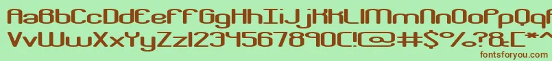 フォントCrackdownR2Brk – 緑の背景に茶色のフォント