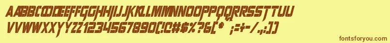 フォントSharpAvienneCondensedItalic – 茶色の文字が黄色の背景にあります。