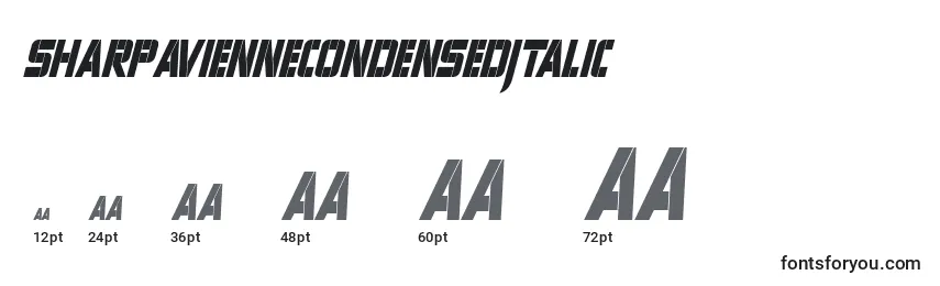 Размеры шрифта SharpAvienneCondensedItalic