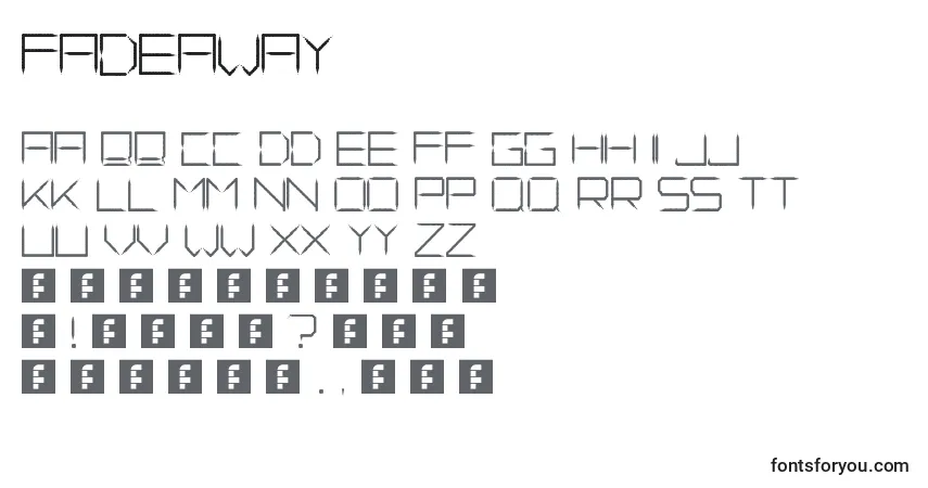 A fonte FadeAway – alfabeto, números, caracteres especiais