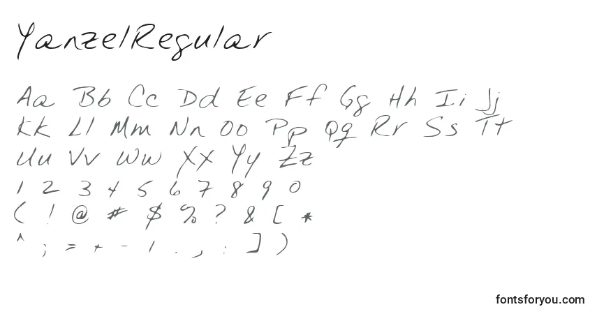 A fonte YanzelRegular – alfabeto, números, caracteres especiais