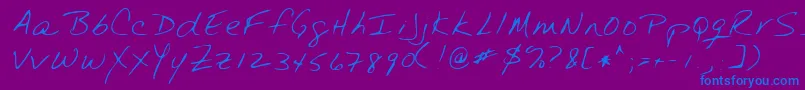 YanzelRegular-Schriftart – Blaue Schriften auf violettem Hintergrund