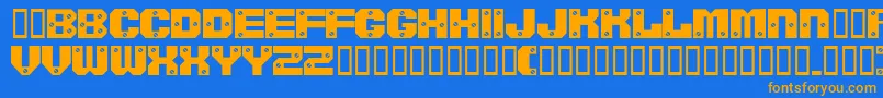 Więcej informacji o czcionce Screwedsw Czcionka Screwedsw – pomarańczowe czcionki na niebieskim tle