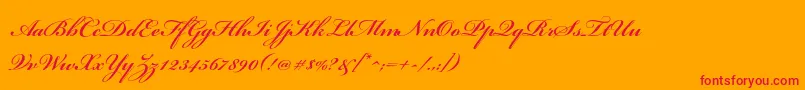BickhamscriptstdBold-Schriftart – Rote Schriften auf orangefarbenem Hintergrund