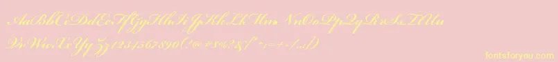 BickhamscriptstdBold-Schriftart – Gelbe Schriften auf rosa Hintergrund