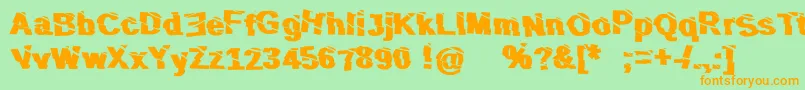 SliceNDice Font – Orange Fonts on Green Background