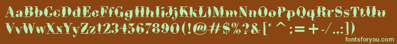 BodoniBrushItc Font – Green Fonts on Brown Background