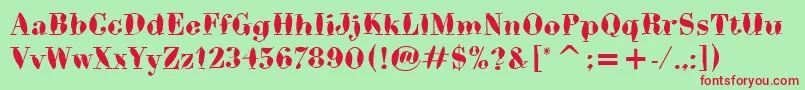 BodoniBrushItc Font – Red Fonts on Green Background