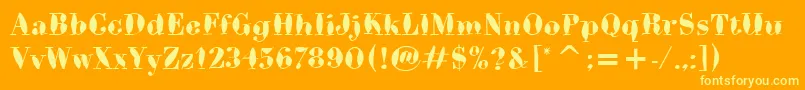 BodoniBrushItc-Schriftart – Gelbe Schriften auf orangefarbenem Hintergrund