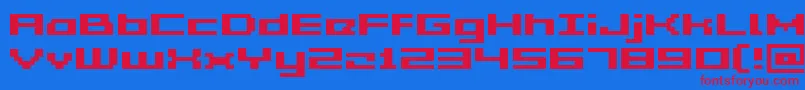 GrixelAcme5WideBold-fontti – punaiset fontit sinisellä taustalla