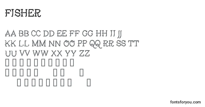 Czcionka Fisher – alfabet, cyfry, specjalne znaki