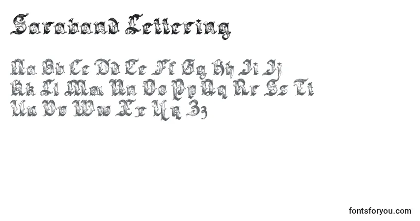 Czcionka Saraband Lettering – alfabet, cyfry, specjalne znaki