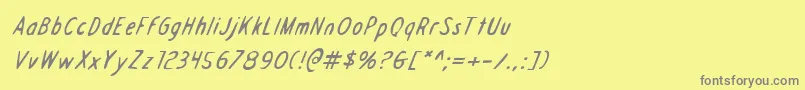 フォントDraftingTableItalic – 黄色の背景に灰色の文字