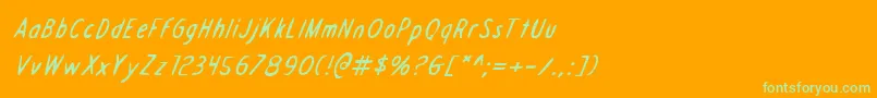 DraftingTableItalic-Schriftart – Grüne Schriften auf orangefarbenem Hintergrund