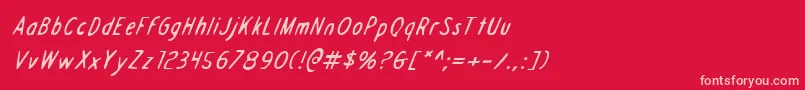 DraftingTableItalic Font – Pink Fonts on Red Background