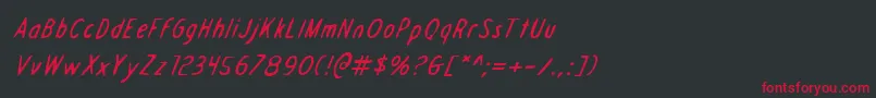 DraftingTableItalic Font – Red Fonts on Black Background
