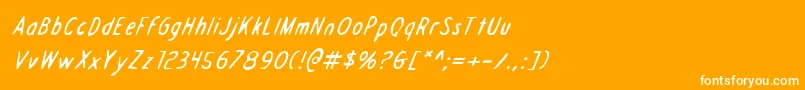 DraftingTableItalic-Schriftart – Weiße Schriften auf orangefarbenem Hintergrund