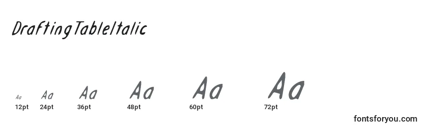 DraftingTableItalic Font Sizes