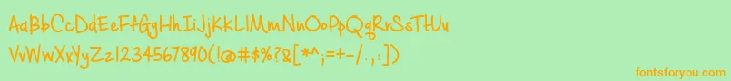 フォントBmdCashewAppleAleBold – オレンジの文字が緑の背景にあります。