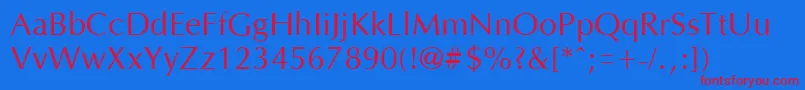 OptaneRegular-Schriftart – Rote Schriften auf blauem Hintergrund