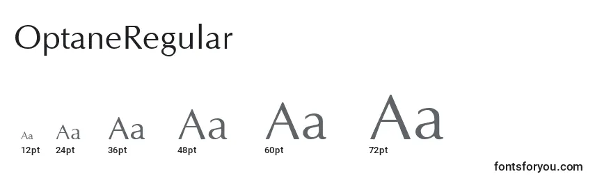 Размеры шрифта OptaneRegular
