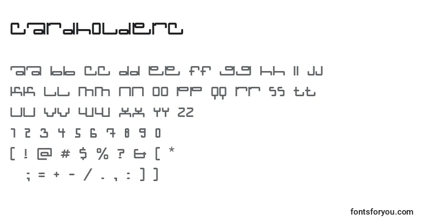 Czcionka Cardholderc – alfabet, cyfry, specjalne znaki
