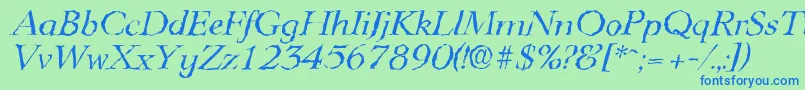 LingwoodrandomItalic Font – Blue Fonts on Green Background