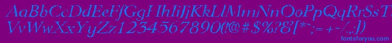 LingwoodrandomItalic Font – Blue Fonts on Purple Background