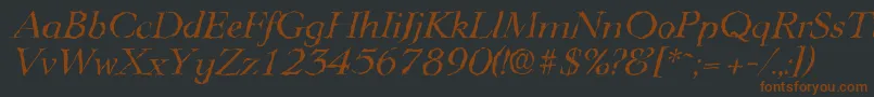 LingwoodrandomItalic-fontti – ruskeat fontit mustalla taustalla