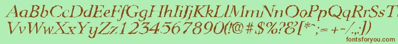 fuente LingwoodrandomItalic – Fuentes Marrones Sobre Fondo Verde