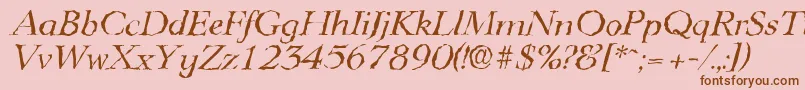 Fonte LingwoodrandomItalic – fontes marrons em um fundo rosa